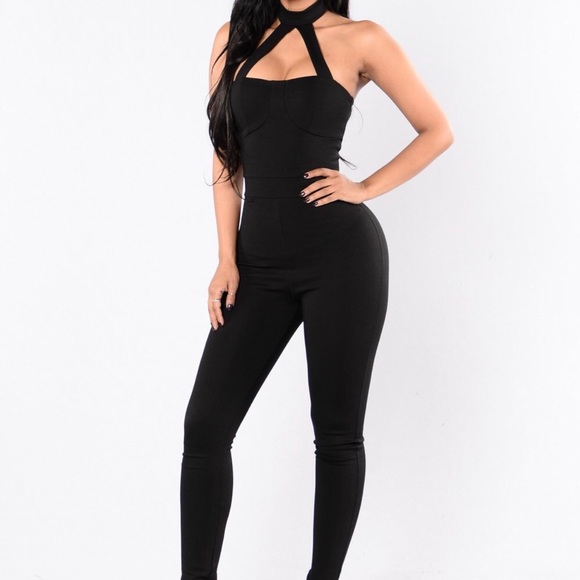 black halter top jumpsuit